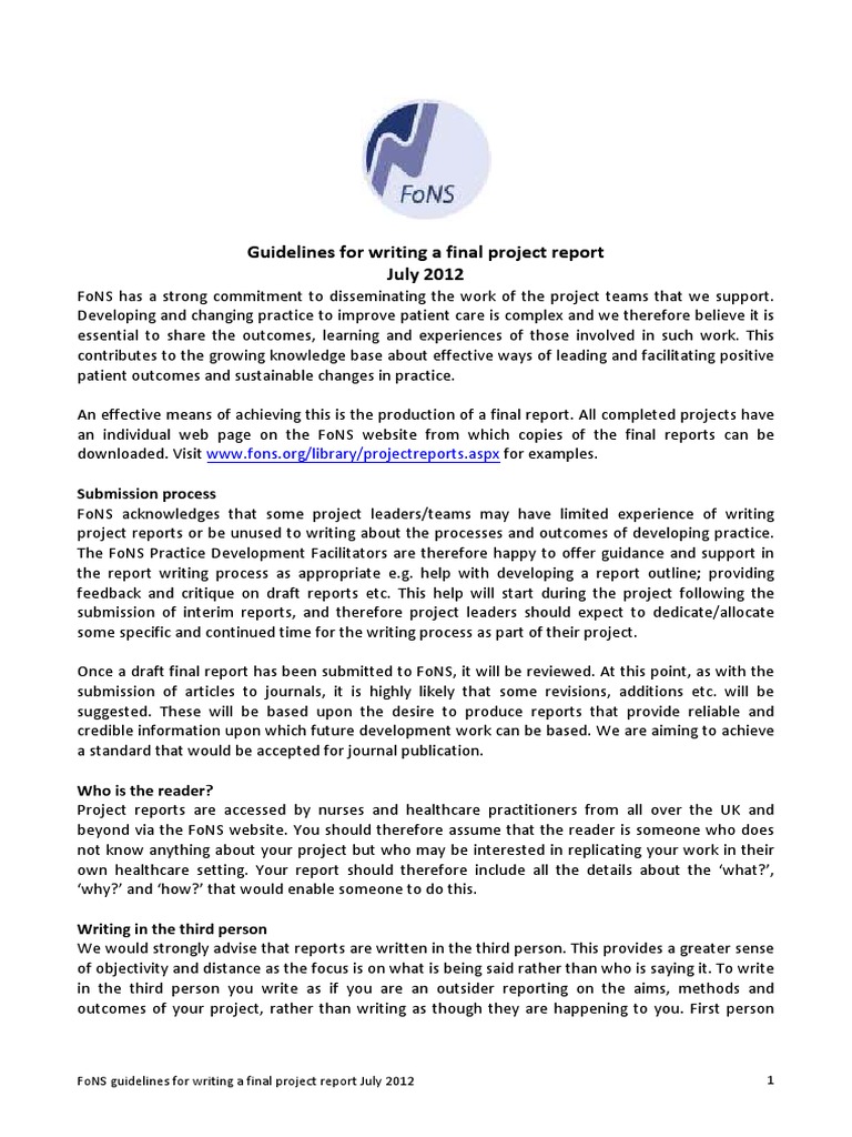 FoNS Final Project Report Guidelines | PDF | Websites | Evaluation