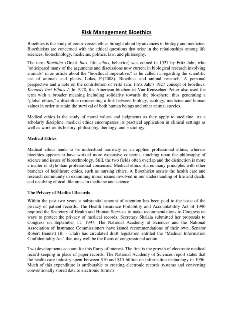 Bioethics and Medical Record Privacy | PDF | Science & Mathematics