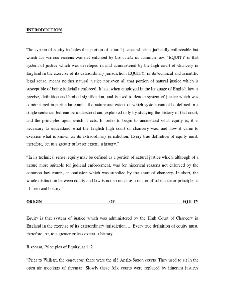 Doctrine of Equity PDF Court Of Chancery Equity (Law)