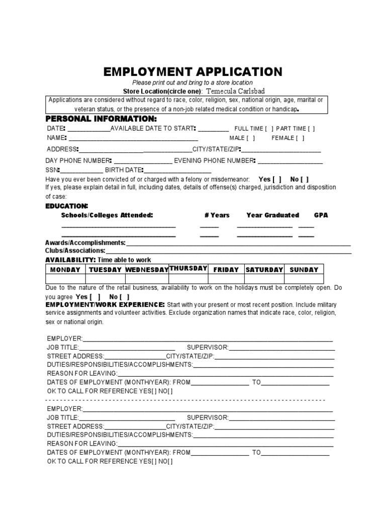 Fuze Box Employment Application Form | PDF