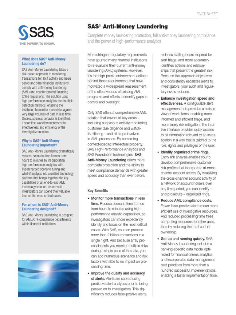 Sas Anti Money Laundering 105623 Money Laundering Sas Software