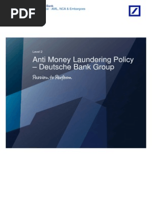 Deutsche Bank Group Anti Money Laundering Policy Money Laundering Regulatory Compliance