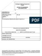 Cartagena Refinery Expansion Project Notice of Readiness For Inspection