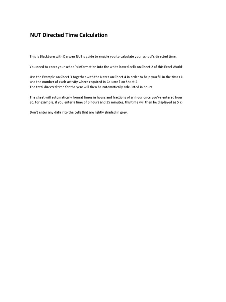 Directed Time Calculator PDF Microsoft Excel Teaching And Learning