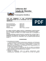 Ley de Fomento A Las Actividades de Las Organizaciones de La Sociedad Civil Del Estado de Morelos PDF