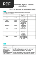 Greek Philosophy Notes and Activities Answer Sheet