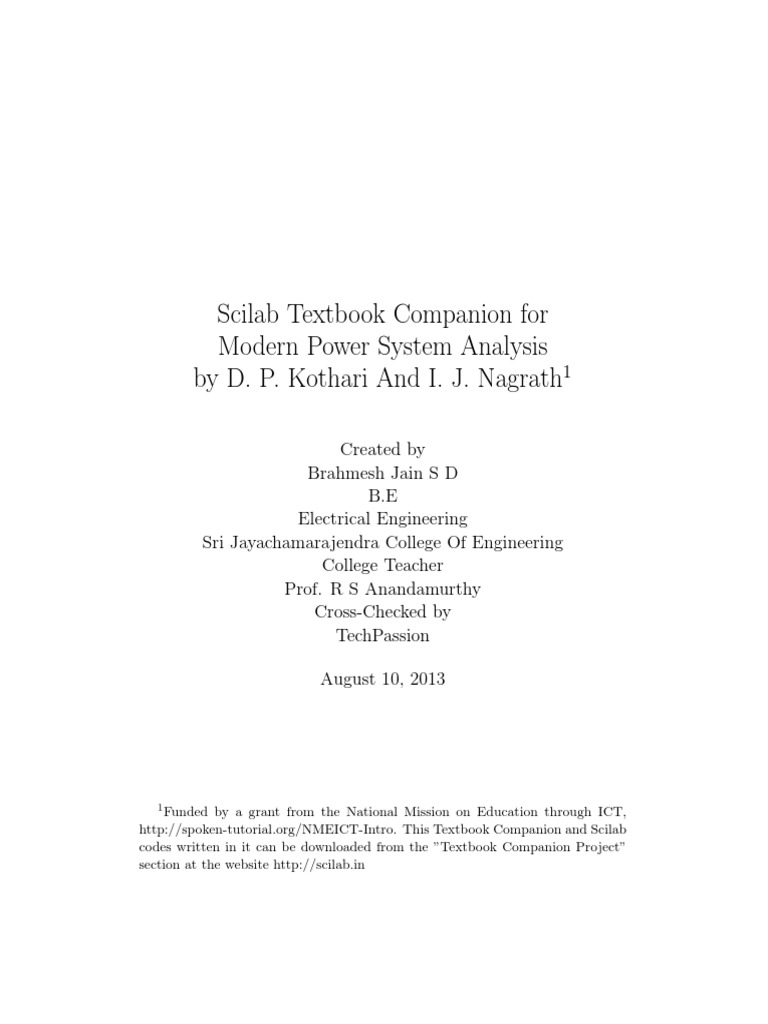 Modern Power System Analysis Kothari