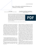 Metalheads: The Influence of Personality and Individual Differences On Preference For Heavy Metal.