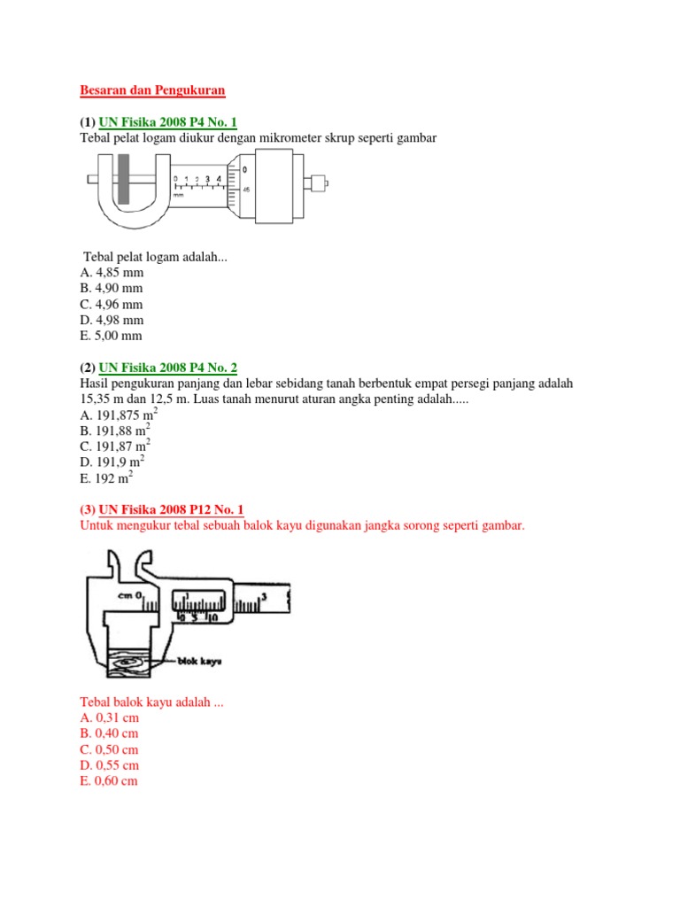 Tebal Pelat Logam Diukur Dengan Mikrometer Sekrup Seperti