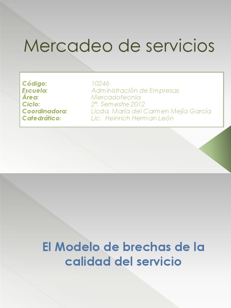 Modelo de Brechas | PDF | Calidad (comercial) | Investigación de mercado