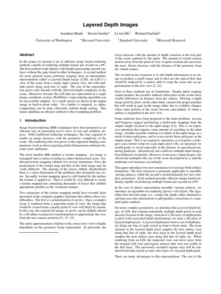 Efficient Layered Depth Image Rendering | PDF | Texture Mapping ...