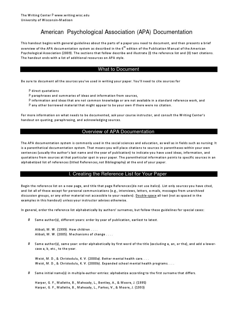 American Psychological Association (APA) Academic