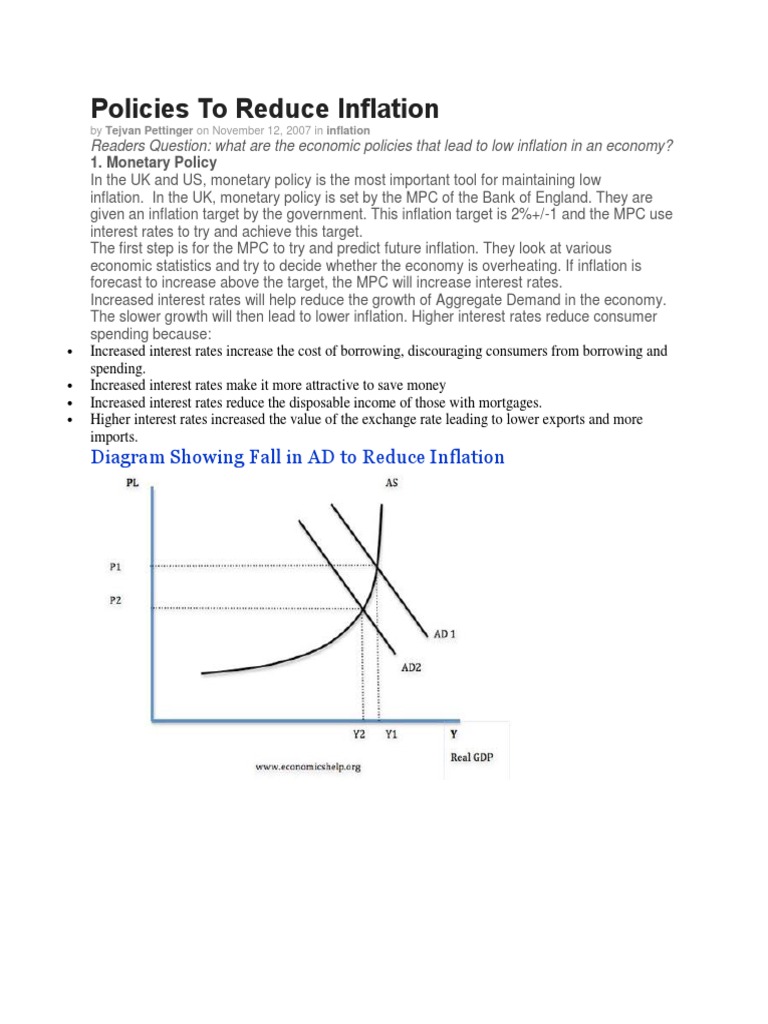 Policies to Reduce Inflation Inflation Policy