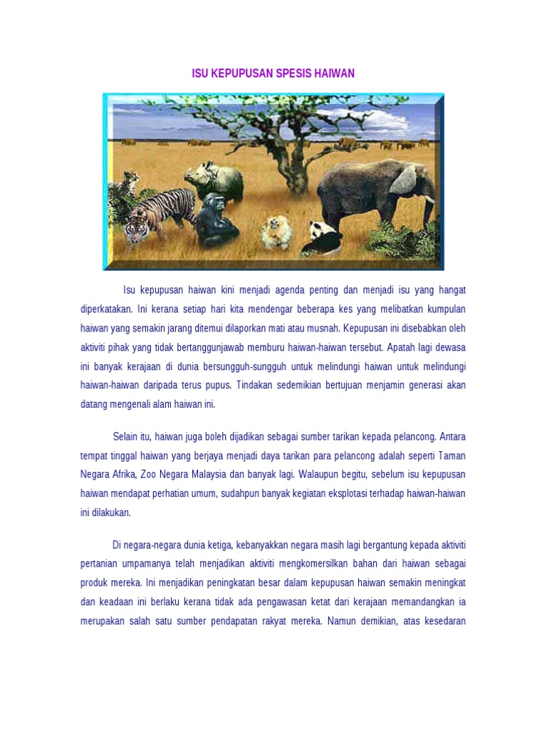 Isu Kepupusan Spesis Haiwan