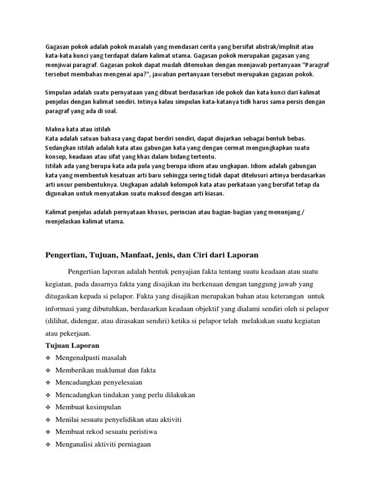 Gagasan Pokok Adalah Pokok Masalah Yang Mendasari Cerita Yang Bersifat Abstrak Bahasa Indonesia