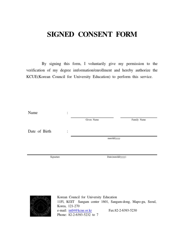 Degree Verification Consent Form Further Education