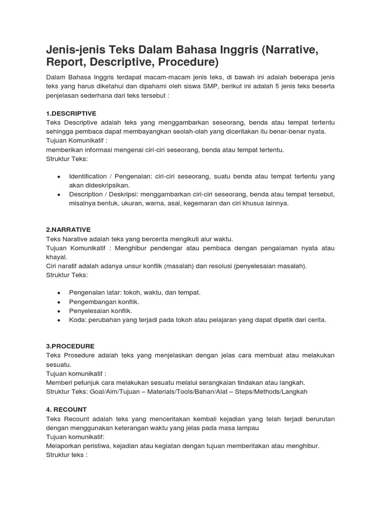 Struktur Teks Procedure Dalam Bahasa Inggris Berbagi Struktur