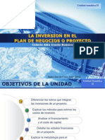 La inversión en el plan de negocios o proyecto