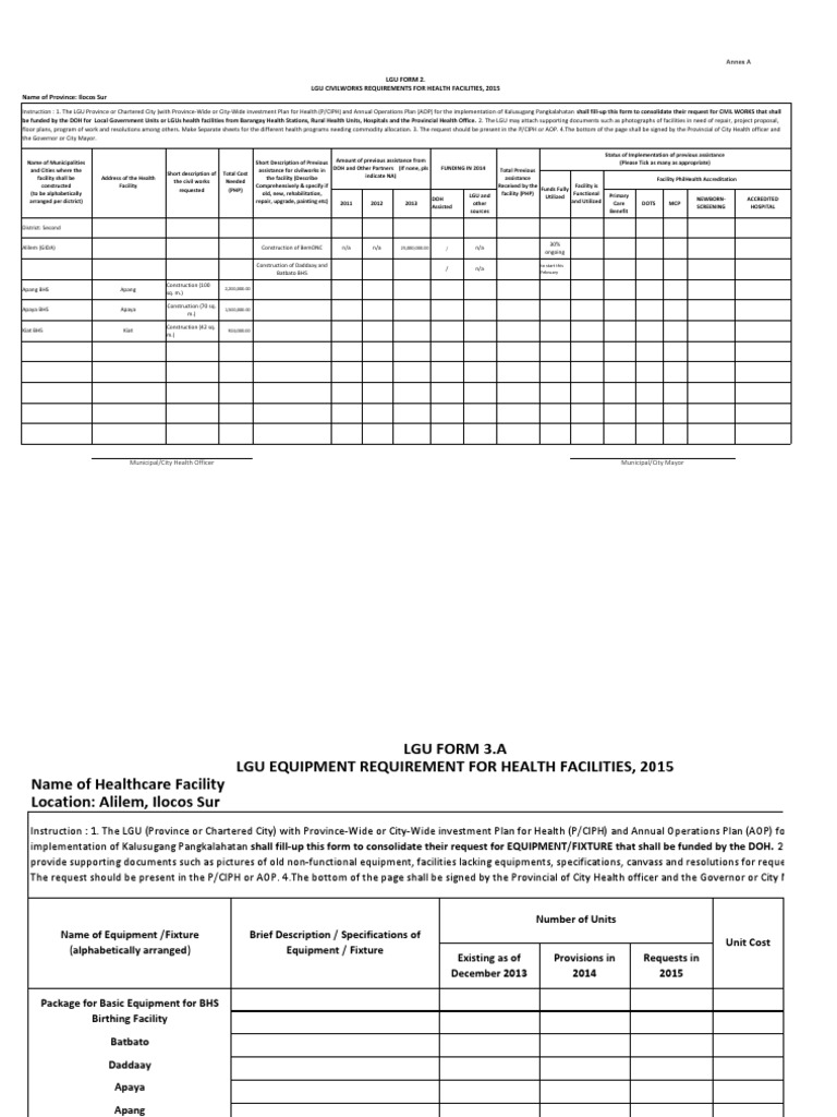 Lgu Form 2. Name of Province: Ilocos Sur Lgu Civilworks Requirements ...