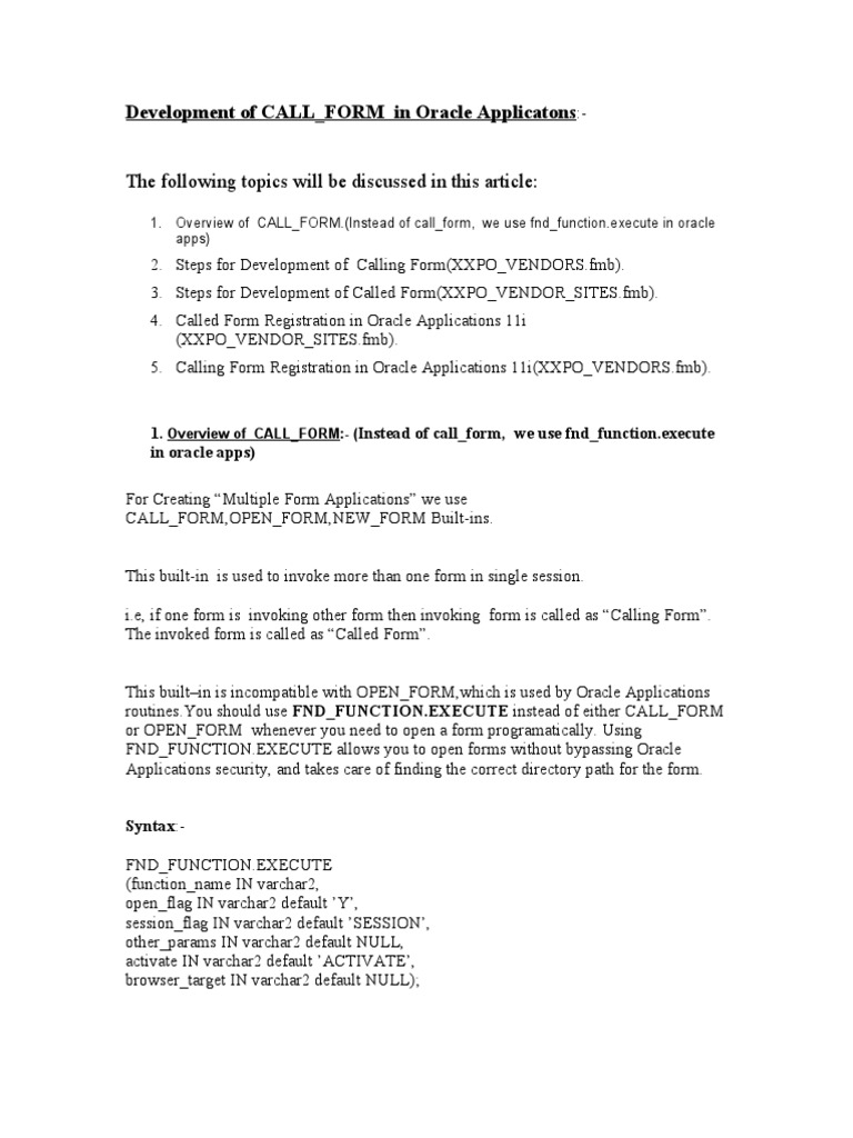 Developing Oracle Calling Forms | PDF | Parameter (Computer Programming ...