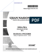 Naskah Soal UN Bahasa Inggris SMA 2013 Paket 1