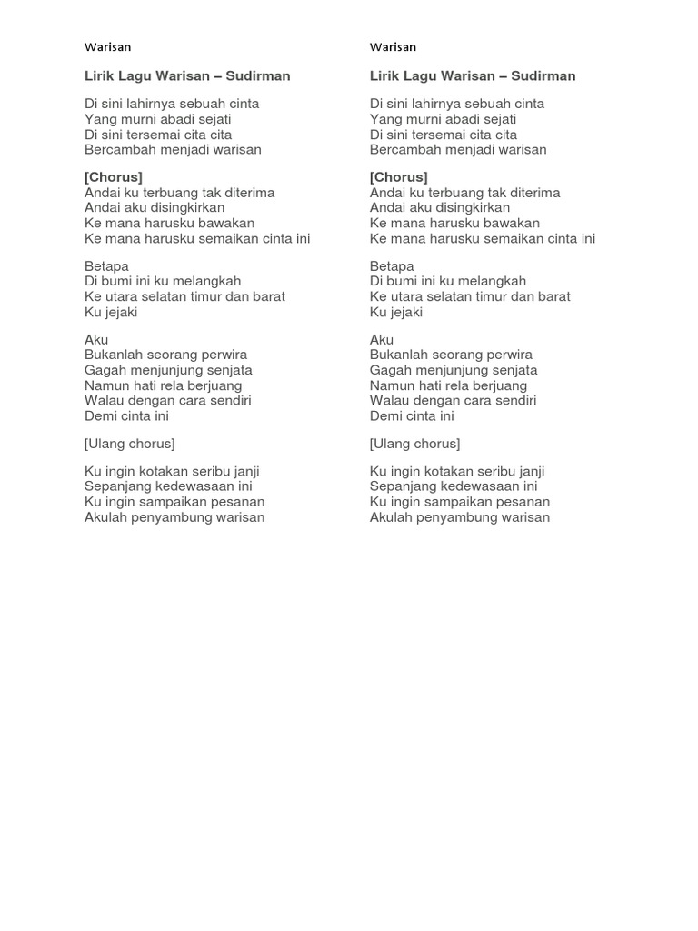 12++ Lagu warisan lirik information