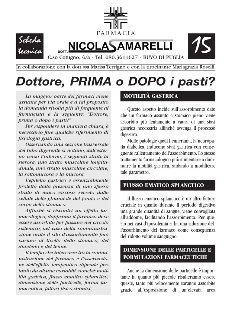 Xanax Prima O Dopo I Pasti