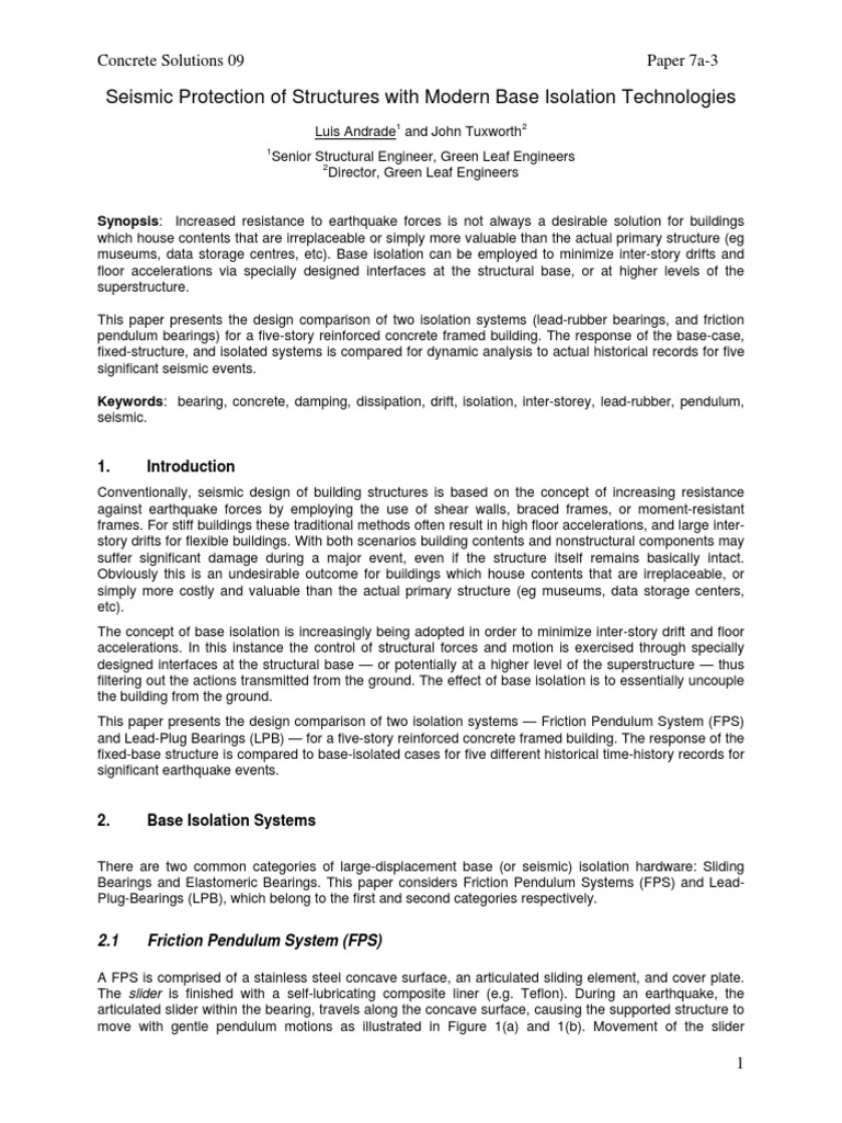 Seismic Base Isolation Systems Analysis | PDF | Earthquake Engineering ...