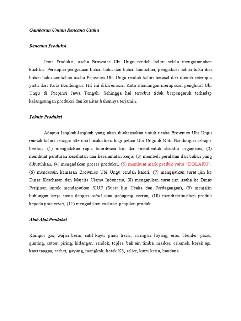 Gambaran Umum Rencana Usaha (Kewirausahaan)