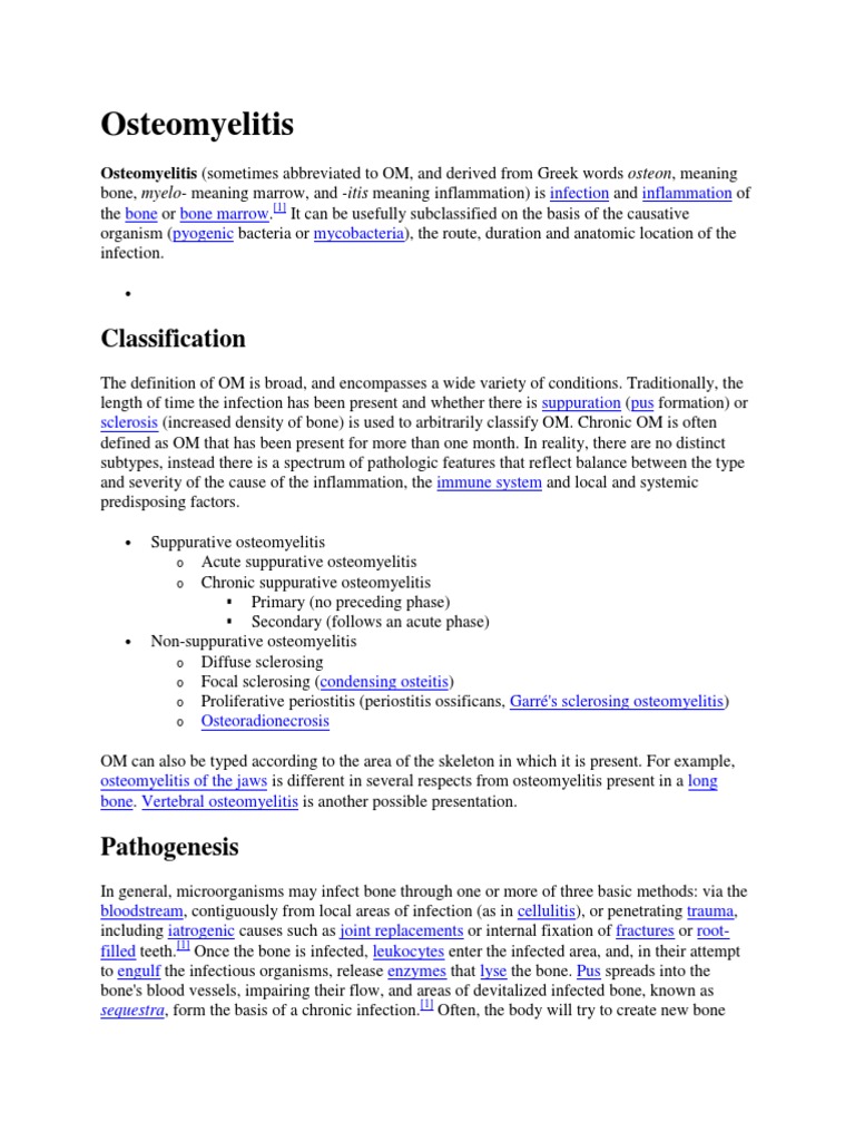 Osteomyelitis Clinical Medicine Clinical Pathology
