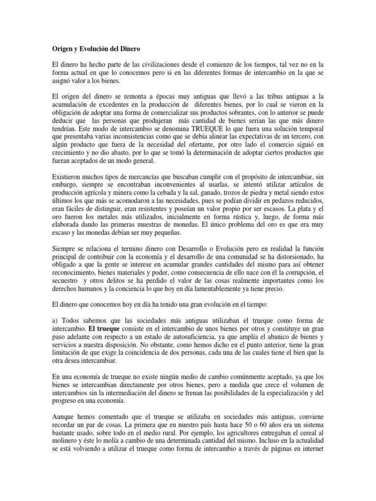 Evolución del Dinero a lo Largo del Tiempo | PDF | Bancos centrales ...