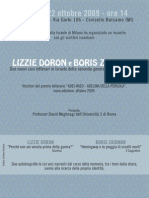 LIZZIE DORON e BORIS ZAIDMAN. Due Nuovi Casi Letterari in Israele Della Seconda Generazione Dopo La Shoah. Milano. Giovedì 22 Ottobre 2009 - Ore 14