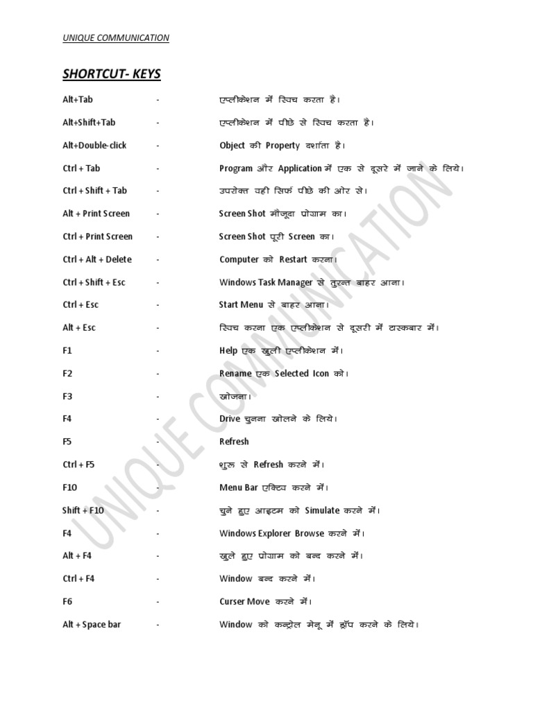 Comprehensive Computer Shortcut Keys | PDF | X86 Architecture | Ibm Pc ...