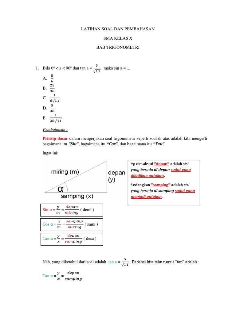Lat Soal Trigonometri Sma Docx
