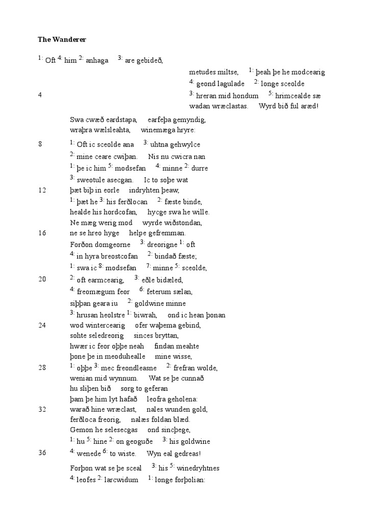 The Wanderer - Old English | PDF