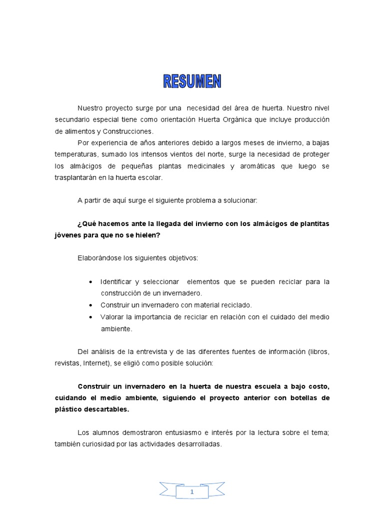 Invernadero Con Botellas PDF | PDF | El plastico | Reciclaje, image size:768x1024