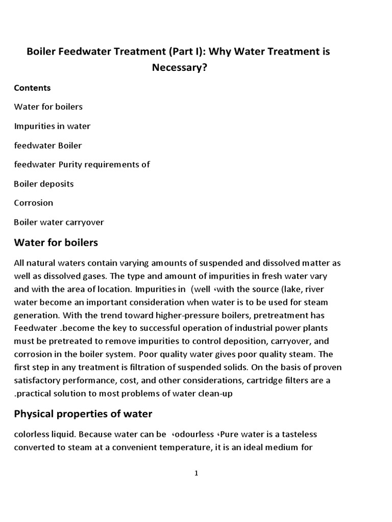 Boiler Feedwater Treatment PDF Properties Of Water Corrosion