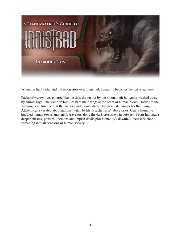 Planeswalker's Guide To Innistrad Original | PDF | Werewolves | Afterlife