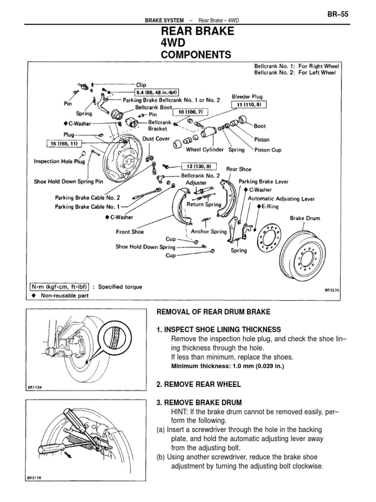 Removal, Inspection, Repair and Installation Procedures for Rear Drum
