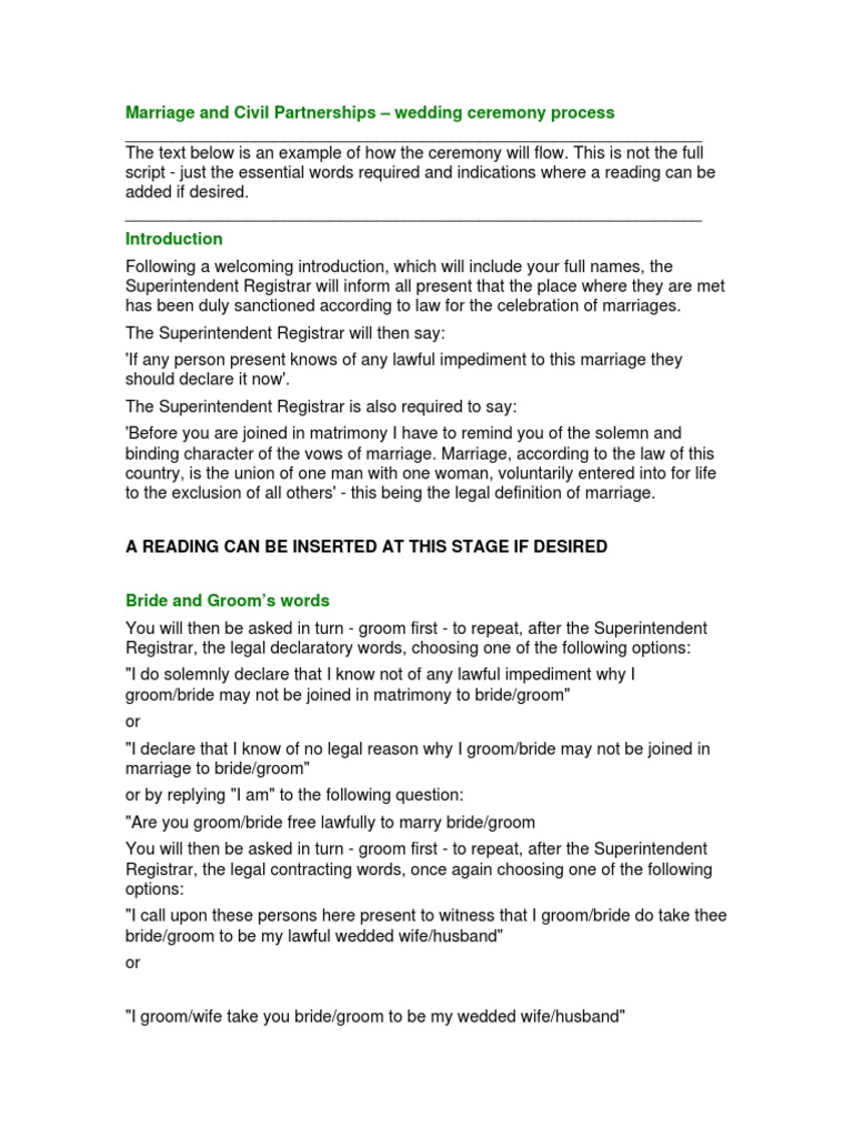 Marriage Ceremony Process Wedding Marriage