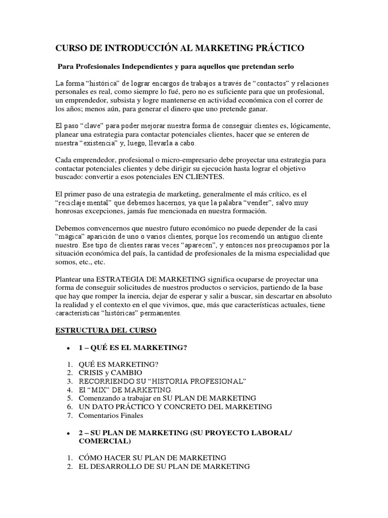 Curso de Marketing Práctico para Emprendedores | PDF | Marketing | Business