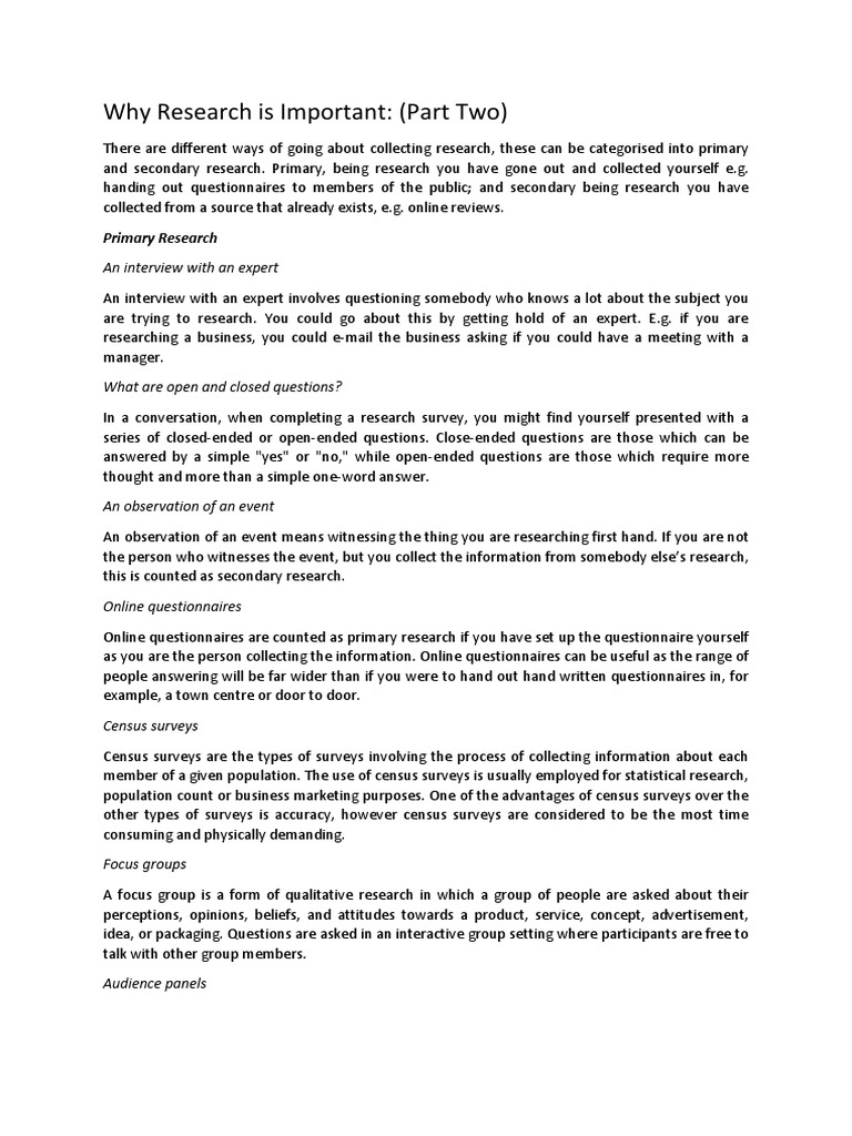 Why Research Is Important2 | PDF | Survey Methodology | Questionnaire