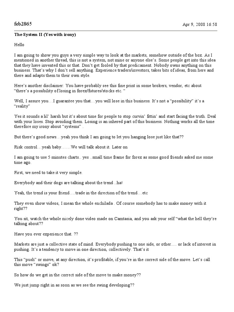 The System II (Yes With Irony) Posts | PDF | Futures Contract | Order  (Exchange)