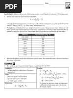 Specific Heat Worksheet