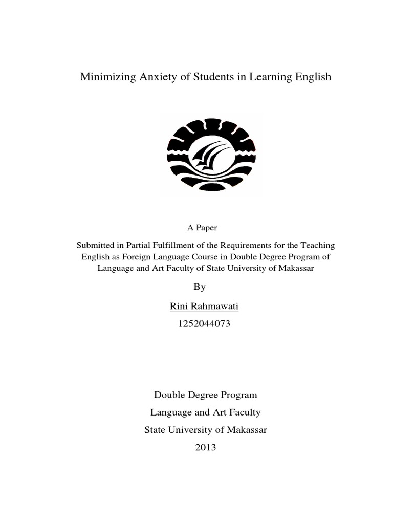 Minimizing Anxiety of Students in Learning English | PDF | Anxiety | Fear