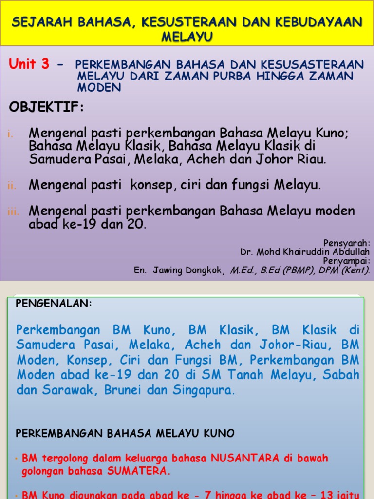 Tl30003 Sej Bahasa Kesusasteraan Dan Kebudayaan Melayu Unit 3 Pdf