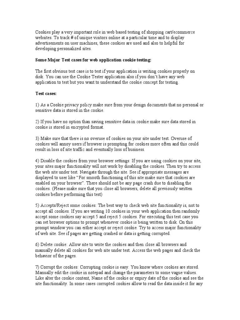 Cookie Test PDF Http Cookie  Browser