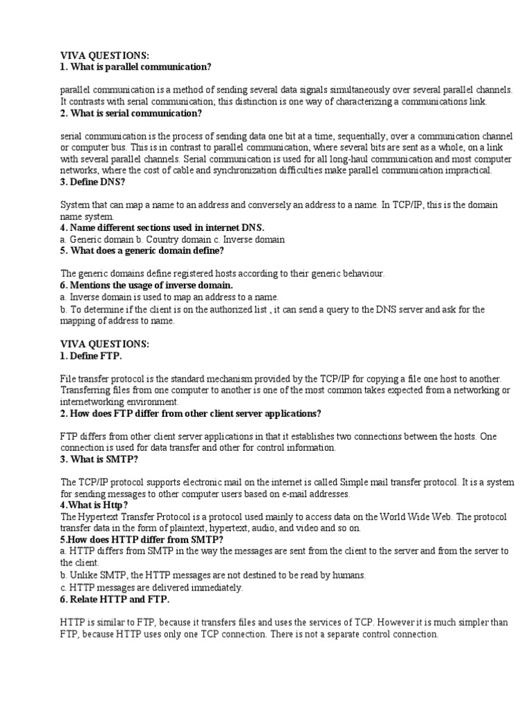 Viva Questions File Transfer Protocol Computer Network