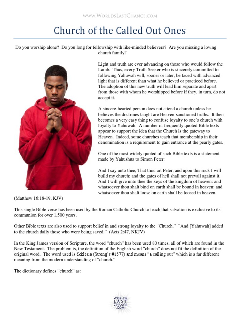 Church Of The Called Out Ones Christian Denomination Christian Church