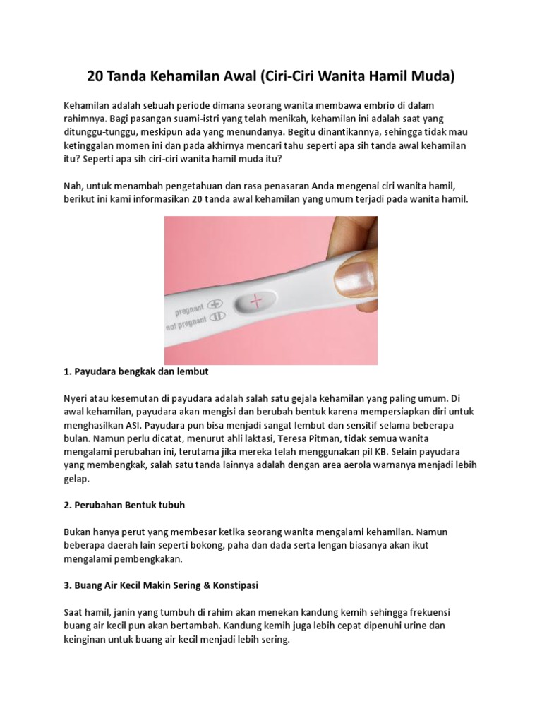 20 Tanda Kehamilan Awal Pdf